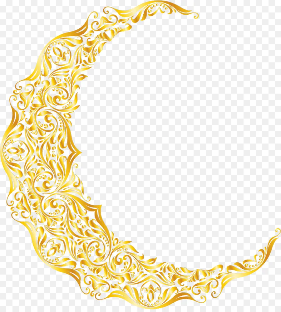 Croissant De Lune D'or，Orné PNG