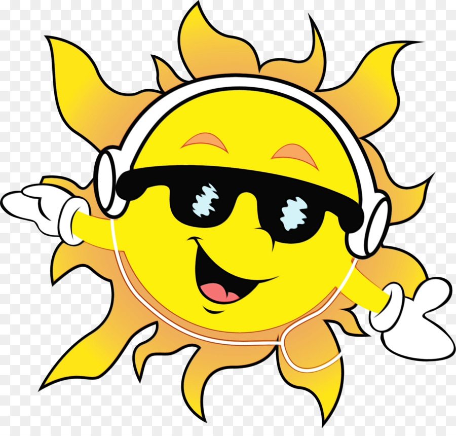 Soleil Avec Des Lunettes De Soleil，Souriant PNG