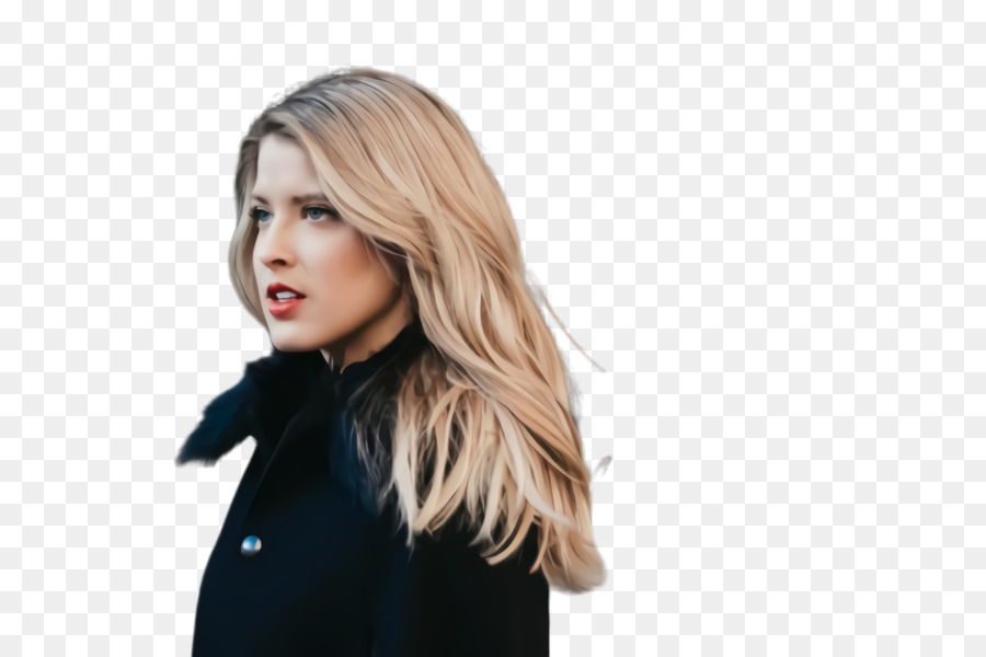 Femme En Manteau Noir，Blond PNG