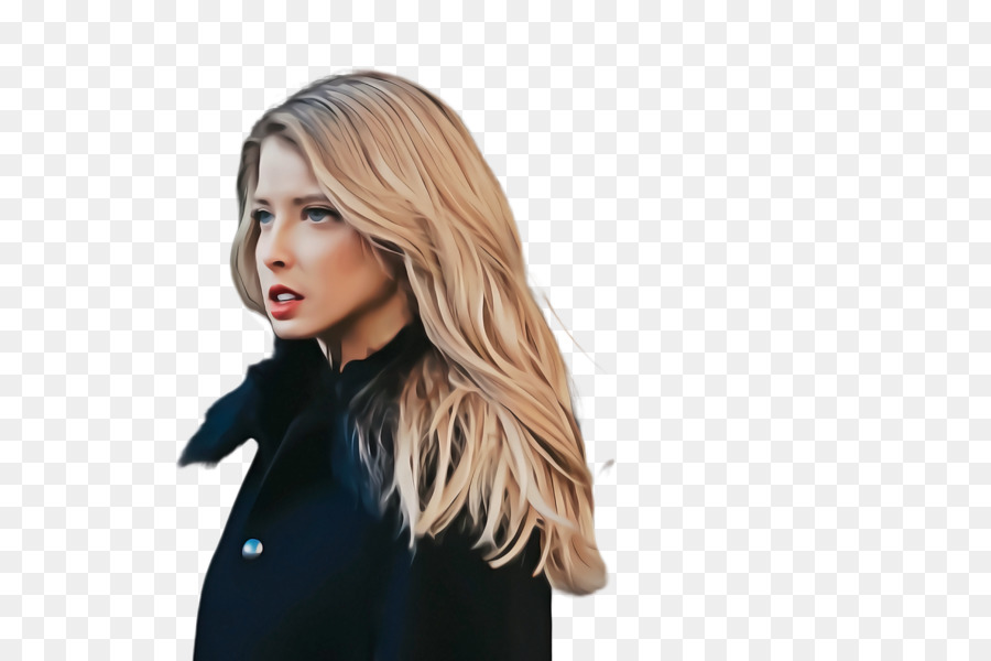 Femme En Manteau Noir，Blond PNG