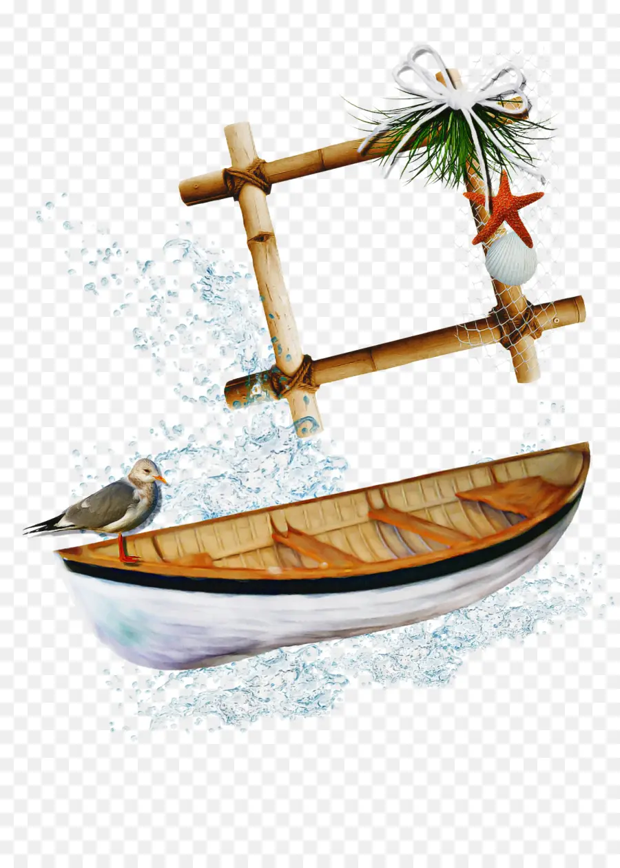 Bateau Et Oiseau，Eau PNG