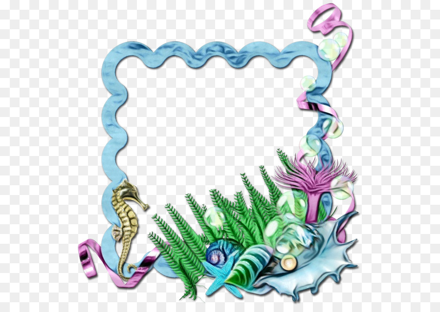 Hippocampe Et Coquillages，Cadre PNG