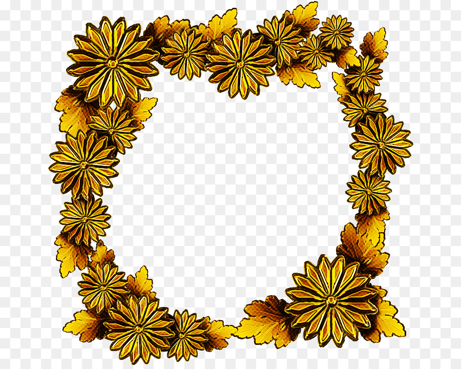 Cadre De Fleurs，Fleurs Jaunes PNG