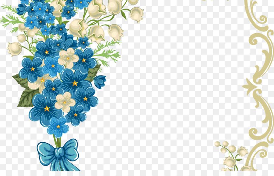 Fleurs Bleues Et Blanches，Bouquet PNG