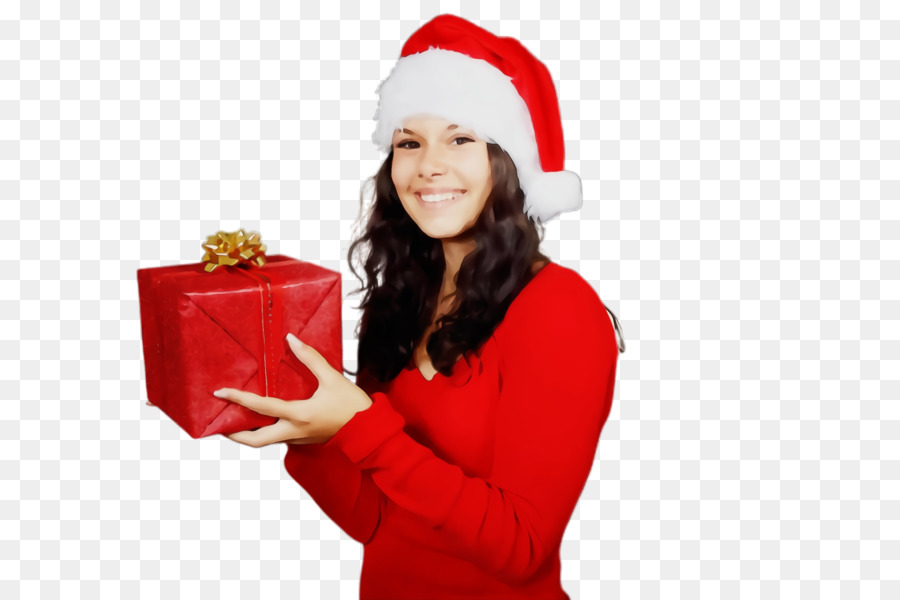 Femme Avec Cadeau，Noël PNG