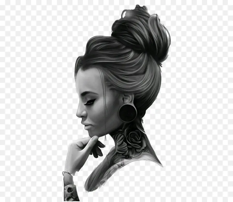 Portrait De Femme，Tatouage PNG