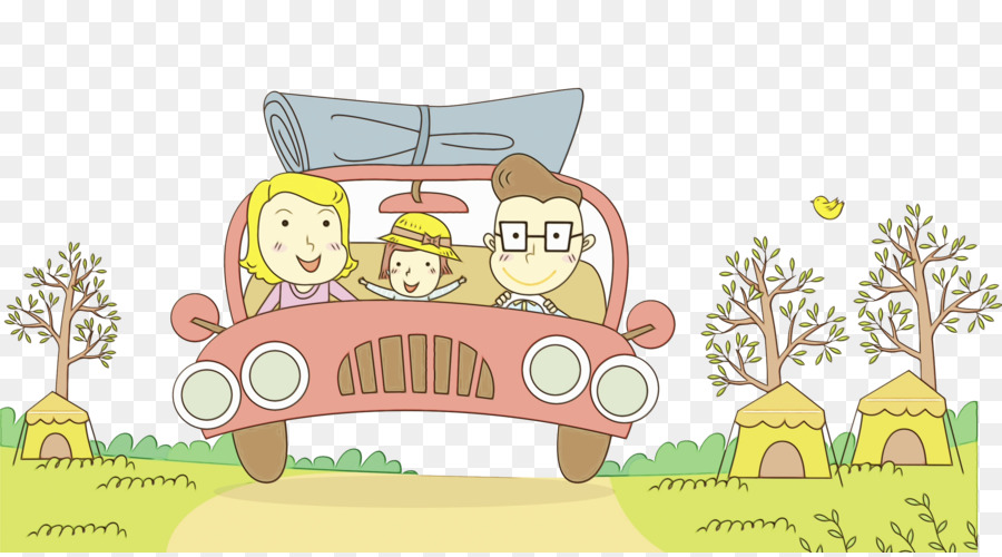 Voyage En Voiture En Famille，Dessin Animé PNG