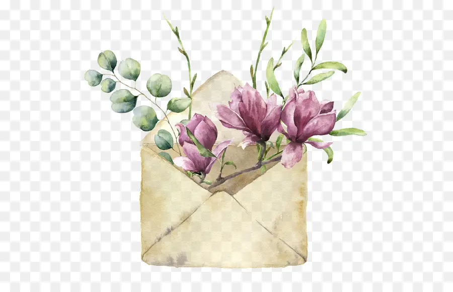 Fleurs Dans Une Enveloppe，Floral PNG