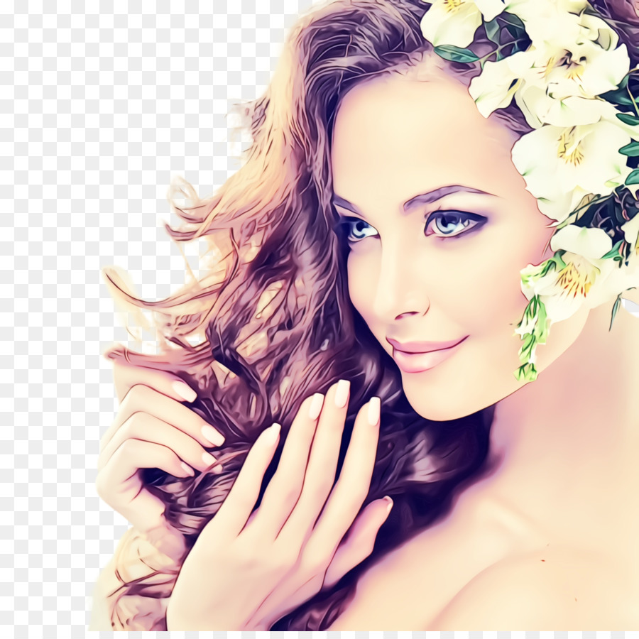 Femme Avec Des Fleurs，Cheveux PNG