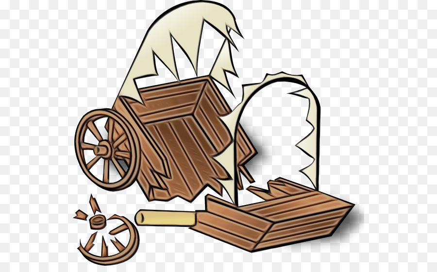 Wagon Cassé，En Bois PNG