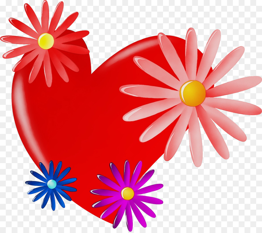 Coeur Rose Avec Des Fleurs，Rose PNG