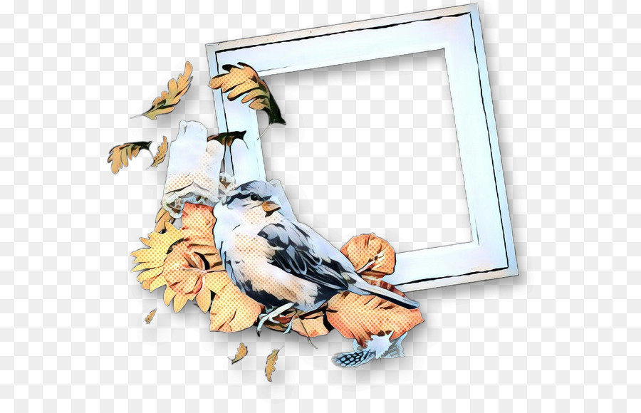 Oiseau Et Cadre，Feuilles PNG