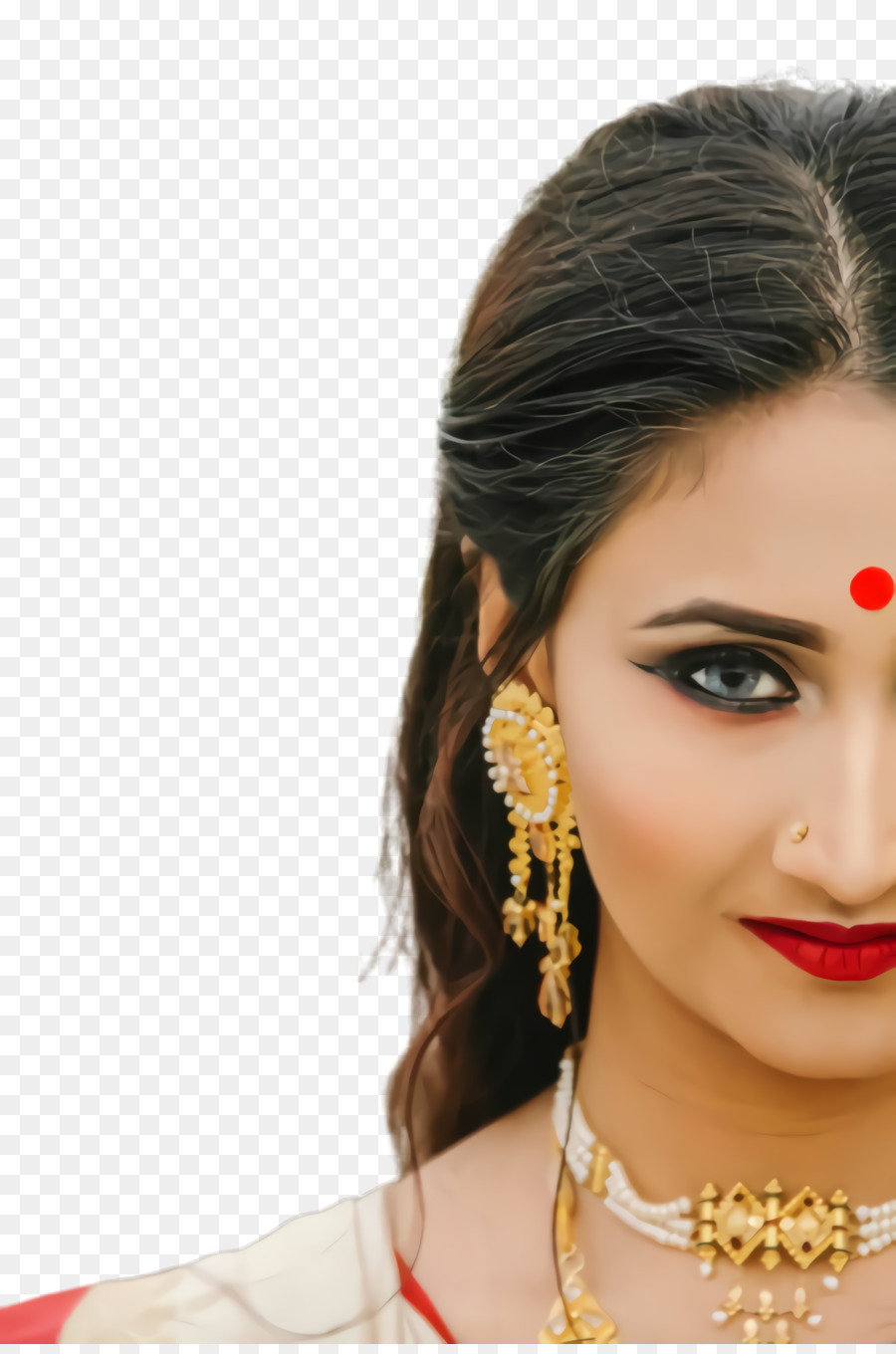 Femme Avec Bindi Rouge，Bijoux PNG