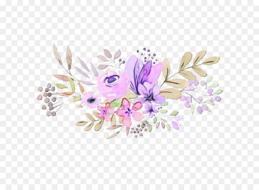 Fleurs Violettes Et Roses，Bouquet PNG