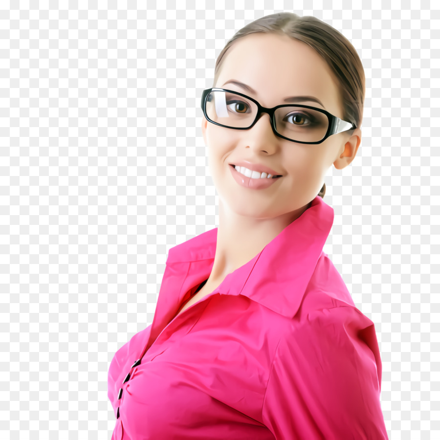 Femme à Lunettes，Sourire PNG