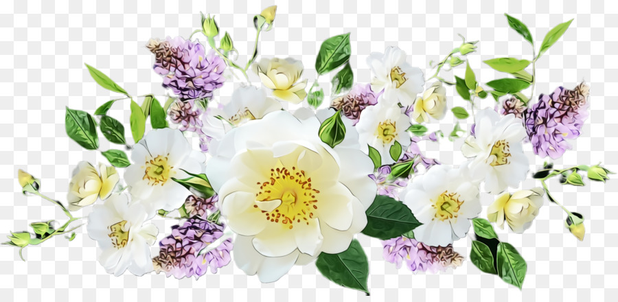 Fleurs Blanches Et Violettes，Fleurs PNG