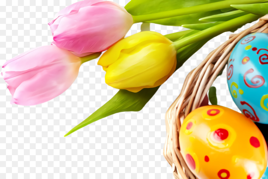 Oeufs De Pâques，Tulipes Jaunes PNG