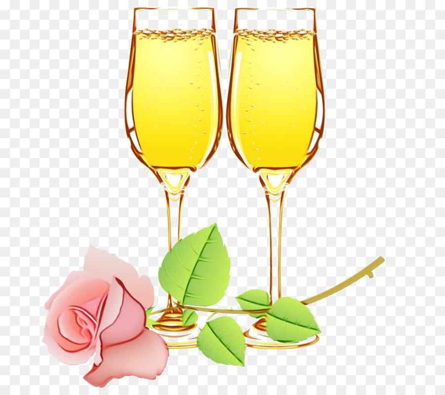 Verres à Champagne Et Rose，Bulles PNG