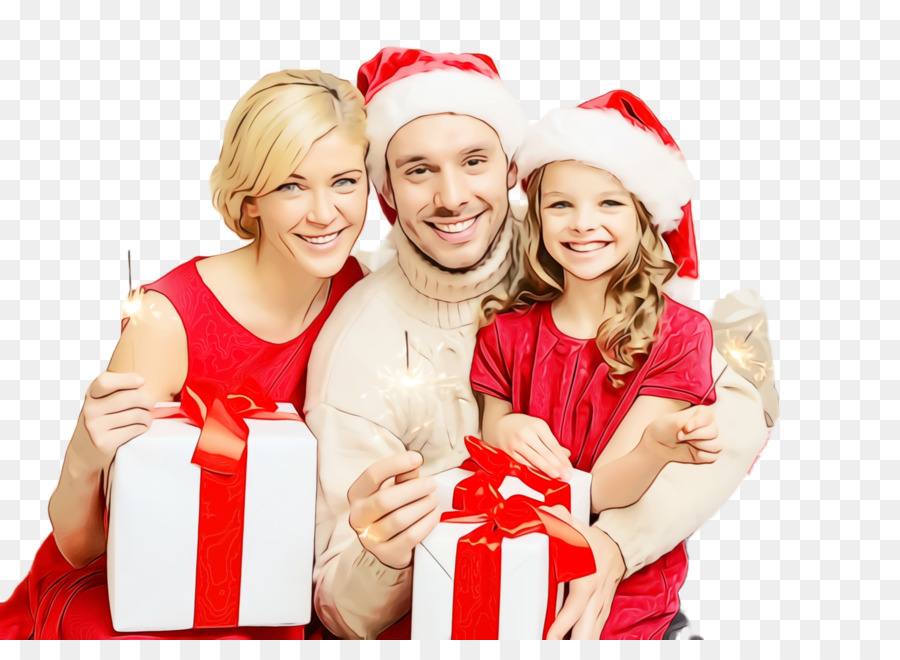 Famille Avec Des Cadeaux，Noël PNG