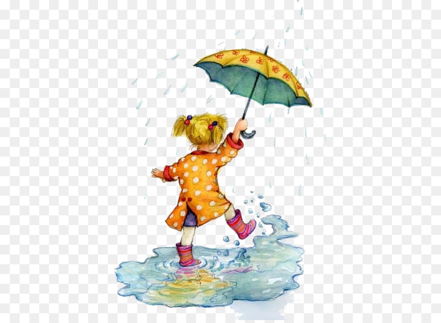 Fille Avec Parapluie，Pluie PNG