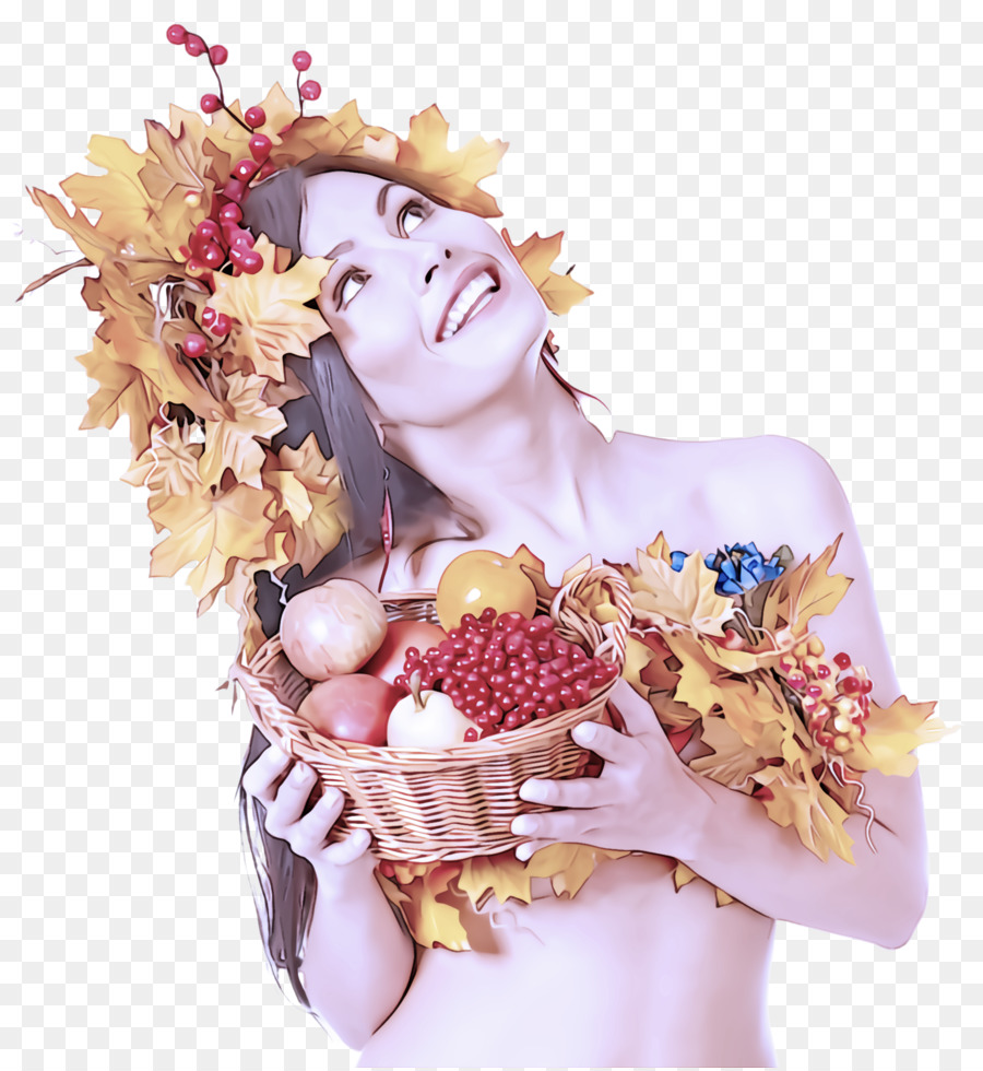 Femme Avec Des Fruits，Automne PNG