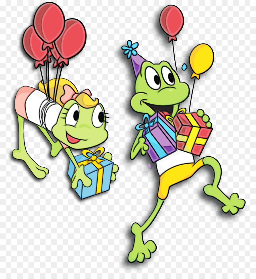 Grenouilles Avec Des Cadeaux，Faire La Fête PNG