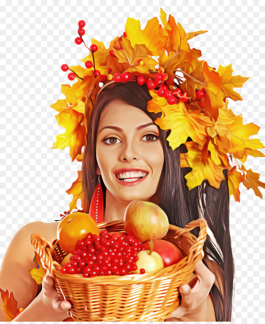 Femme Avec Des Fruits，Automne PNG