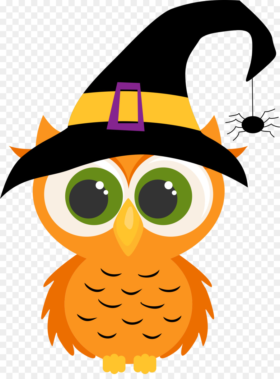 Hibou Violet Avec Chapeau De Sorcière，Halloween PNG