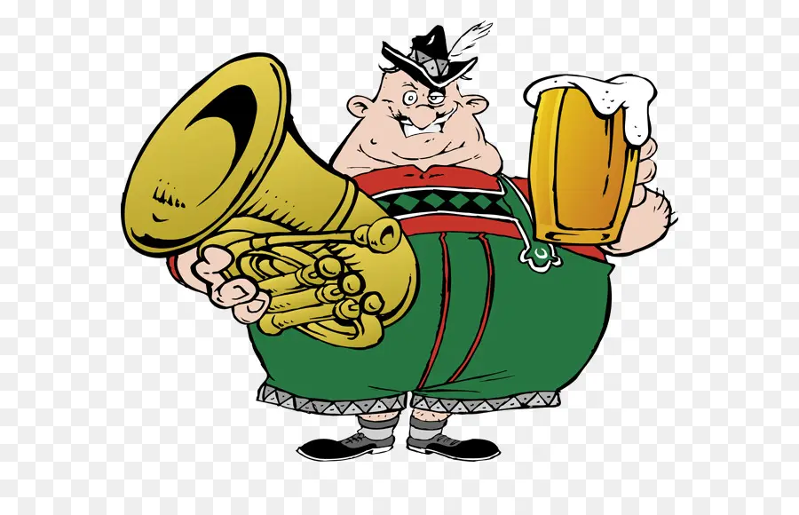 Homme Avec De La Bière Et Du Tuba，Musique PNG