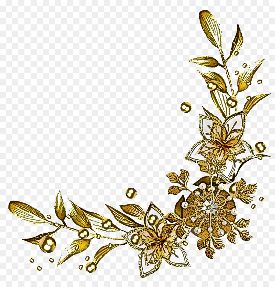 Motif Floral Doré，Fleurs PNG