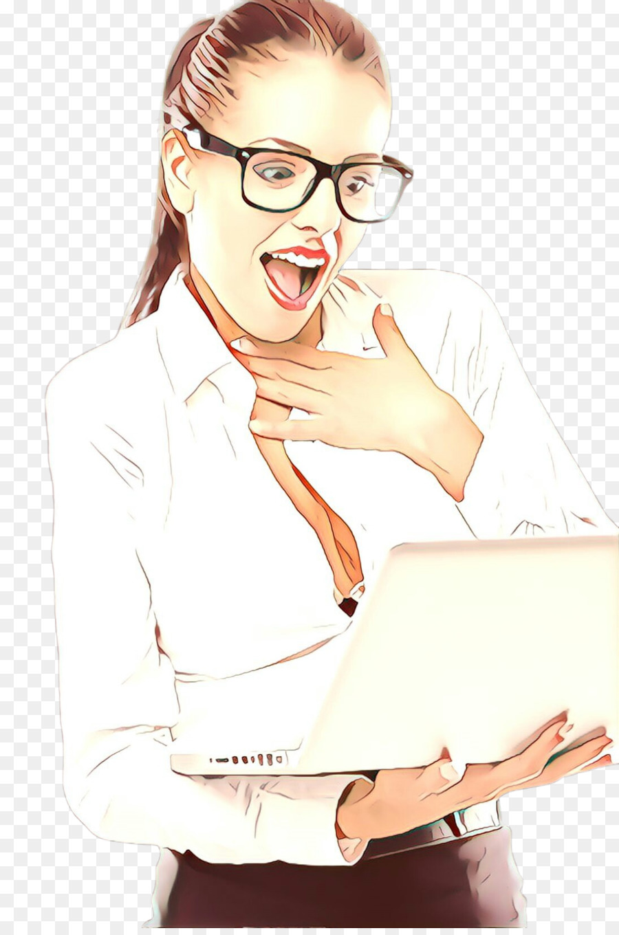 Femme Avec Ordinateur Portable，Lunettes PNG