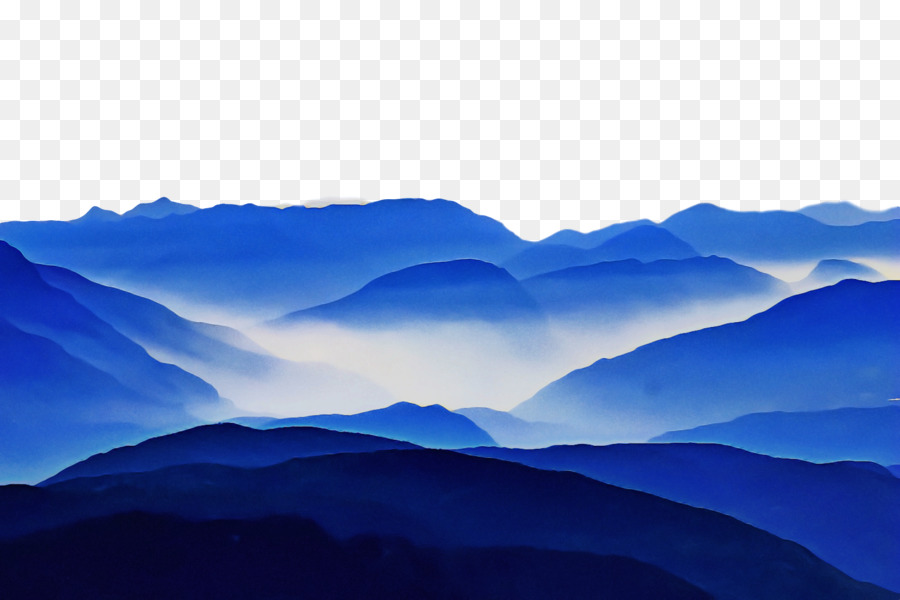 Les Reliefs Montagneux，Bleu PNG