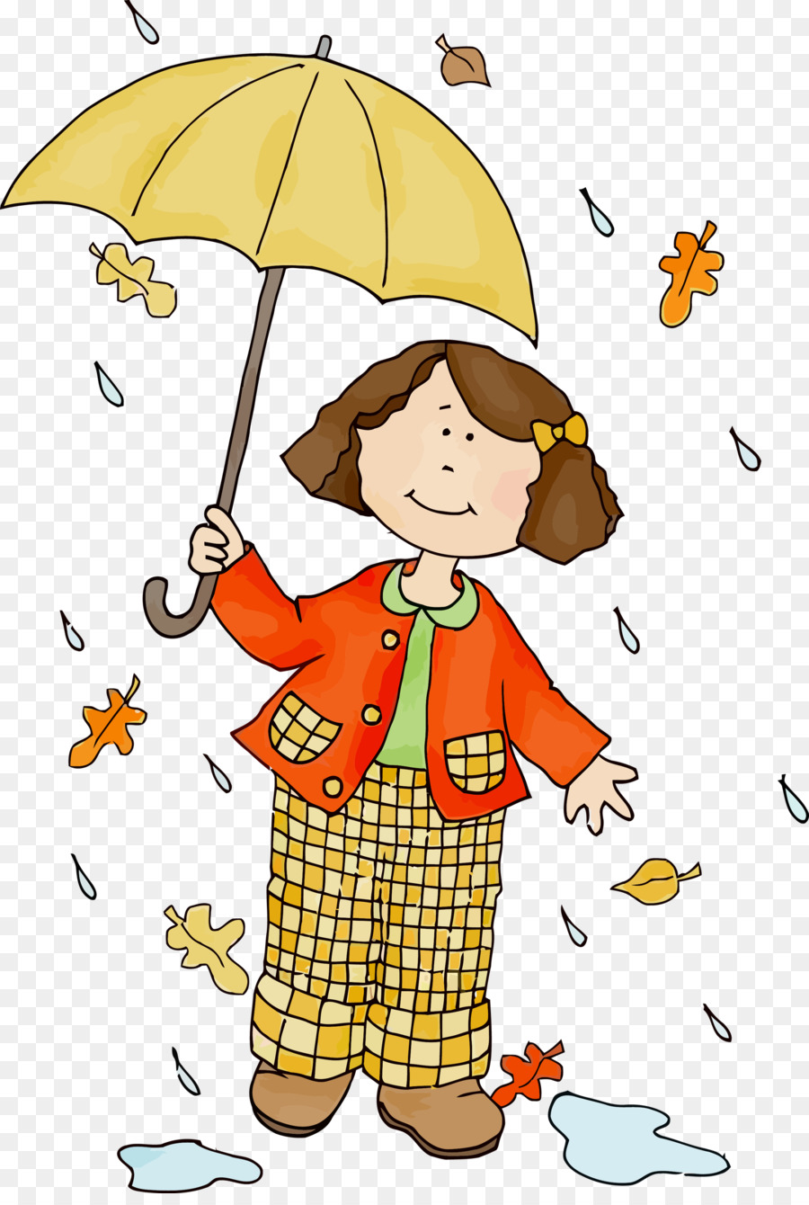 Fille Avec Parapluie，Pluie PNG