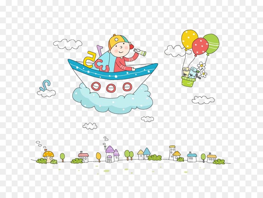 Enfant De Dessin Animé En Bateau，Dessin PNG