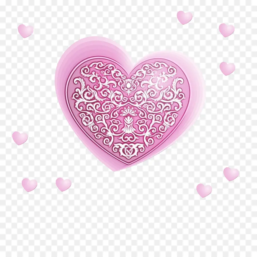 Coeur Rose Avec Des Tourbillons，Tourbillons PNG