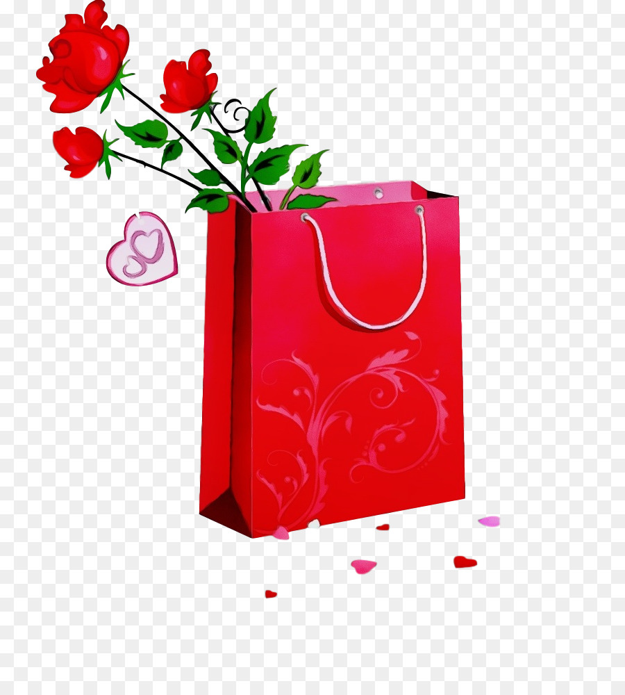 Sac Cadeau Rouge，Roses PNG