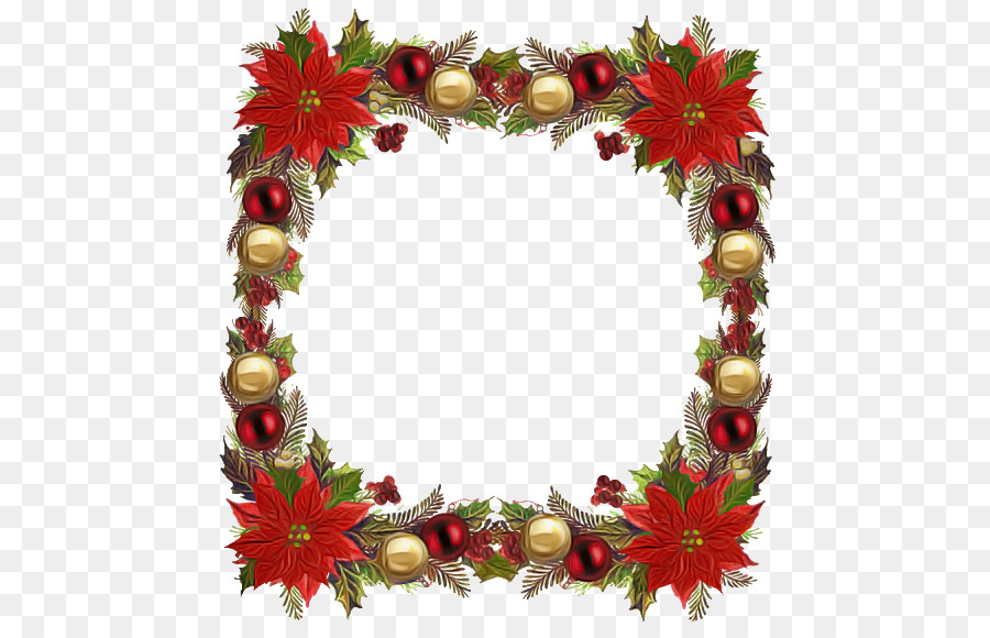 Cadre De Noël，Poinsettia PNG