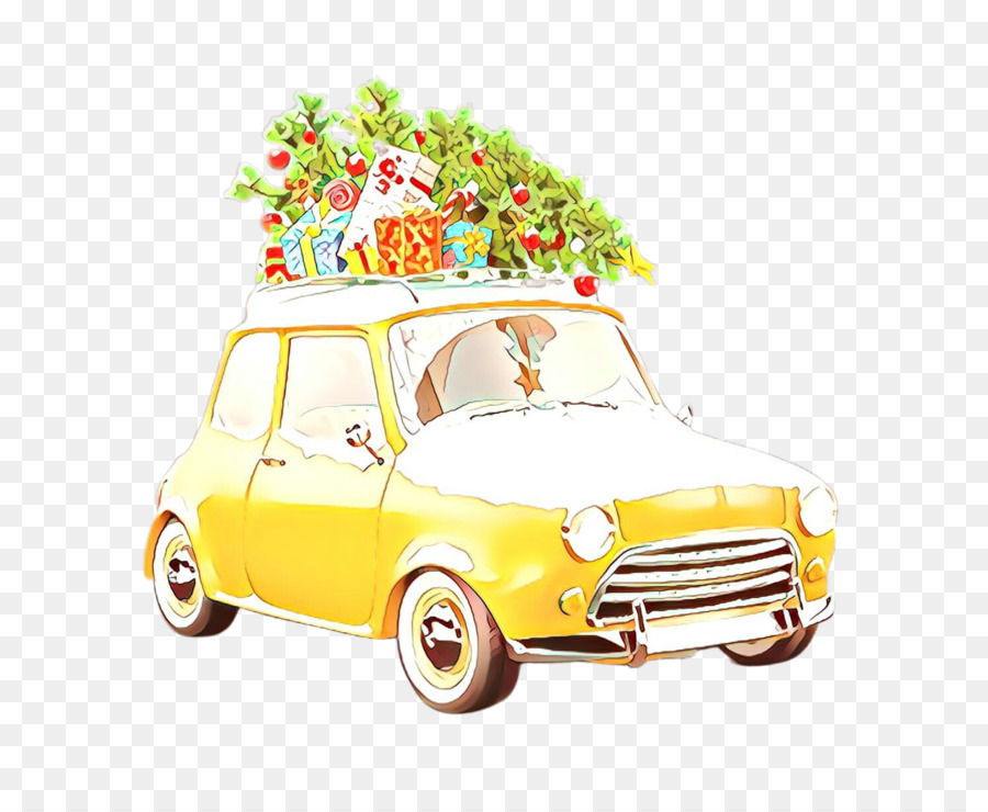 Voiture Orange Avec Des Cadeaux De Noël，Noël PNG