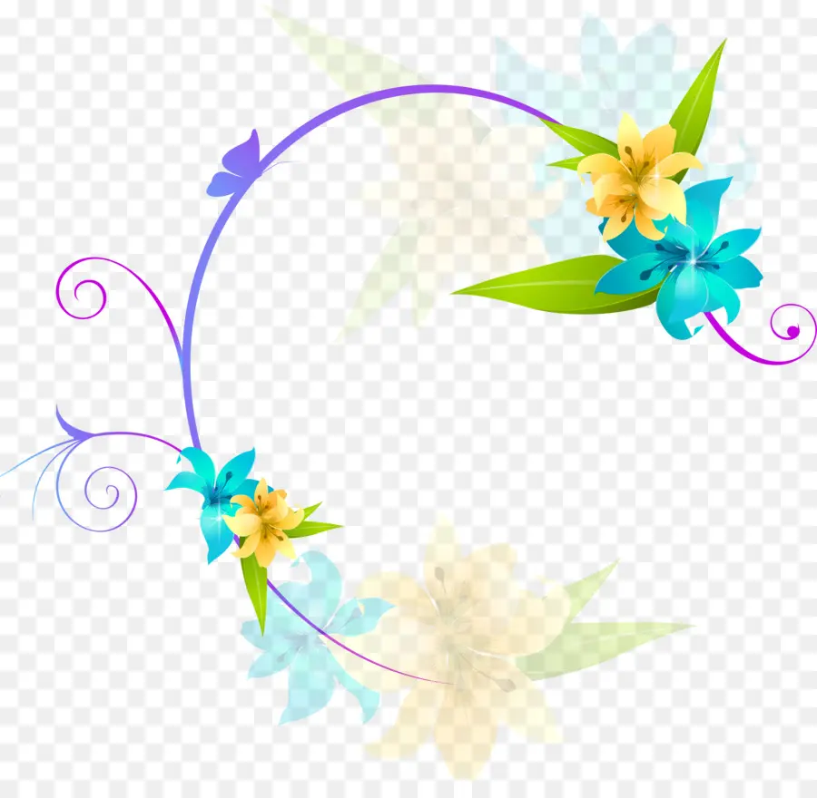 Fleurs Colorées，Feuilles PNG