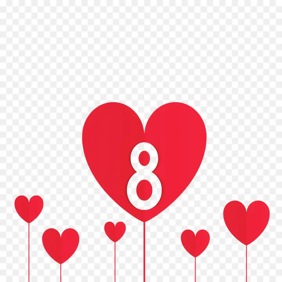 Coeur Rouge Avec Numéro 8，Amour PNG