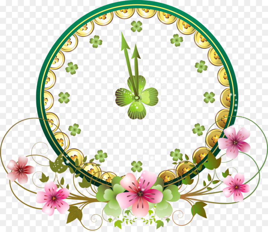 Horloge，Floral PNG