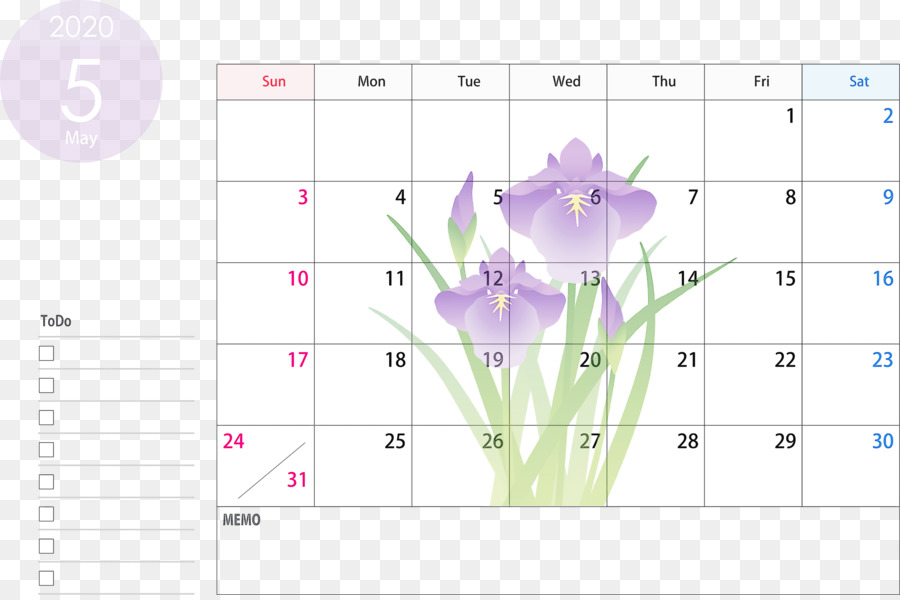 Calendrier Mai 2020，Mois PNG