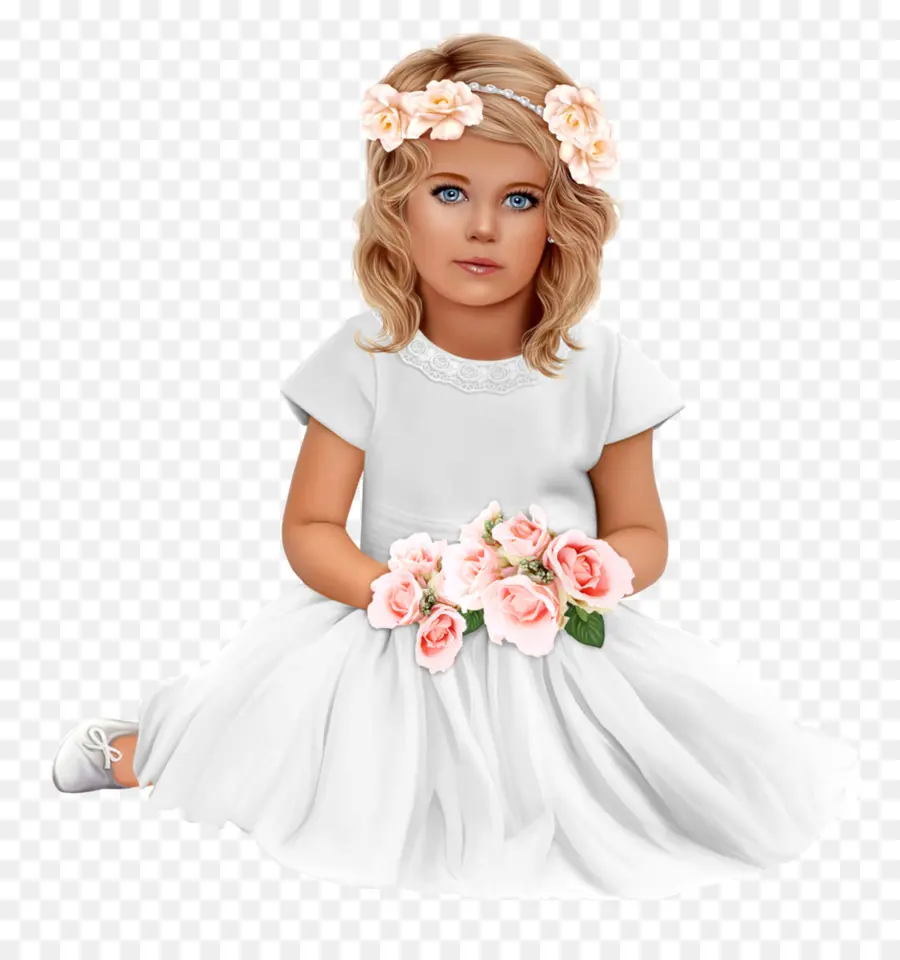 Fille，Robe Blanche PNG