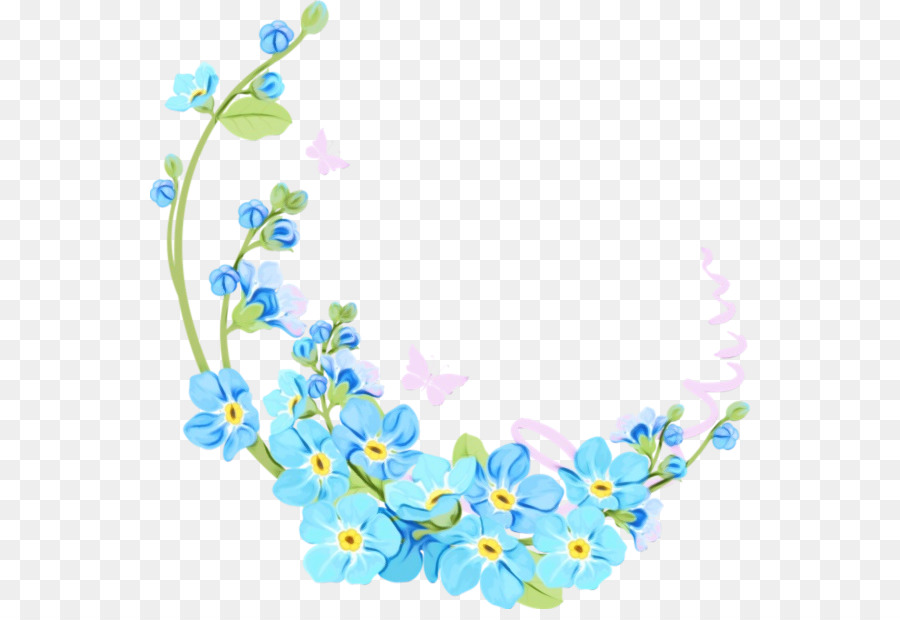 Cadre De Fleurs，Fleurs Bleues PNG