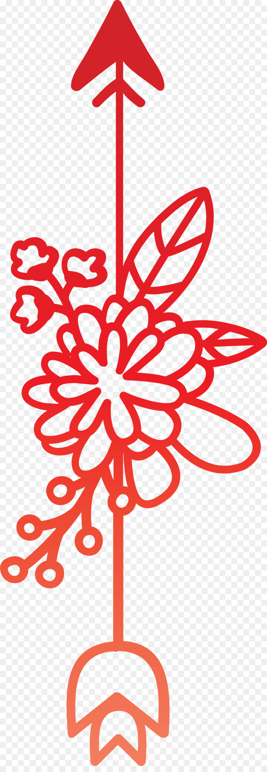 Flèche Florale Rouge，Fleur PNG