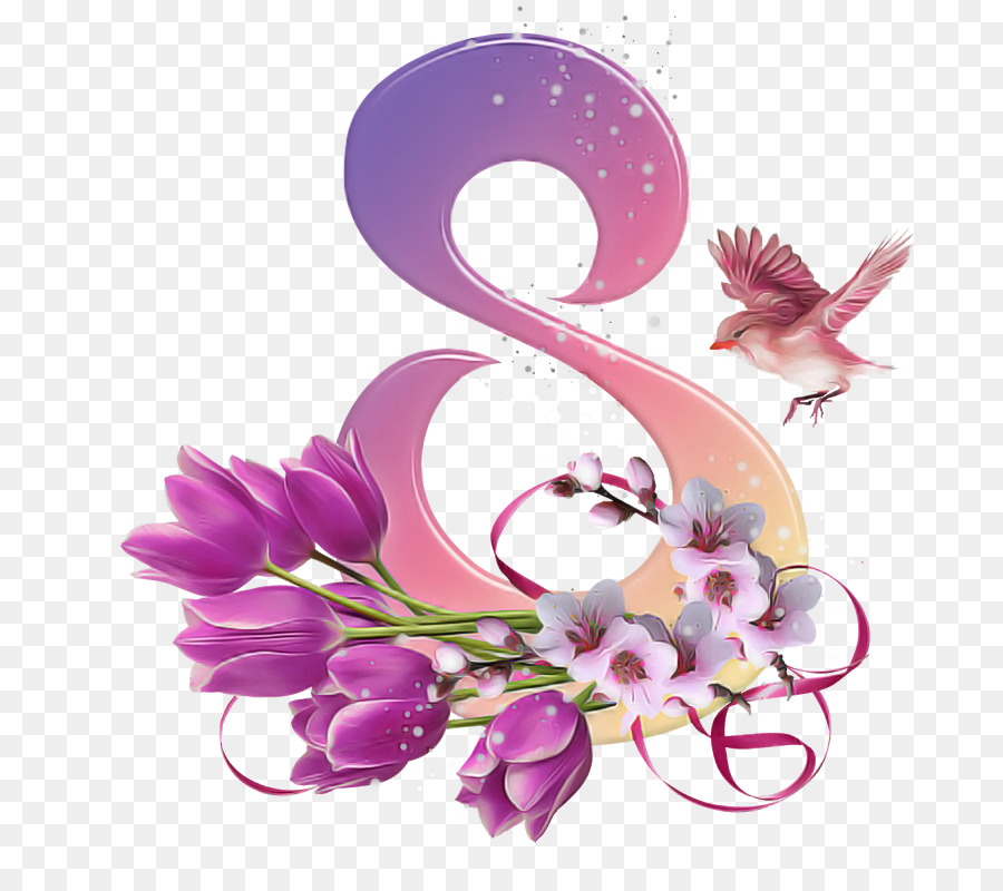 Numéro Huit Avec Des Fleurs，Huit PNG