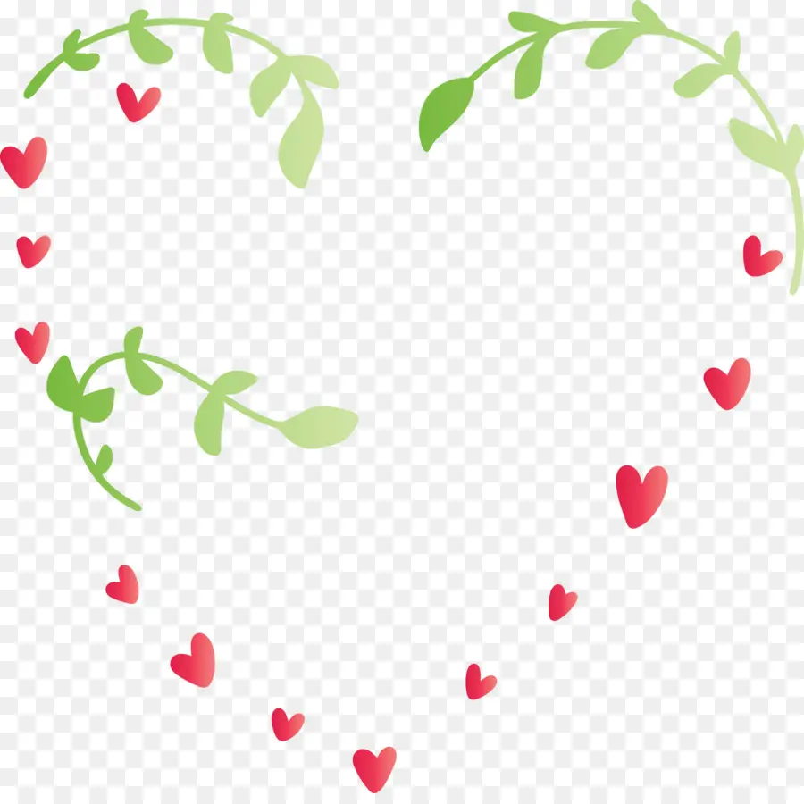 Coeur Avec Feuilles Et Coeurs，Feuilles PNG