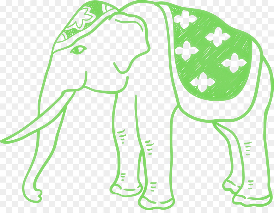 Éléphant Vert，Décoré PNG