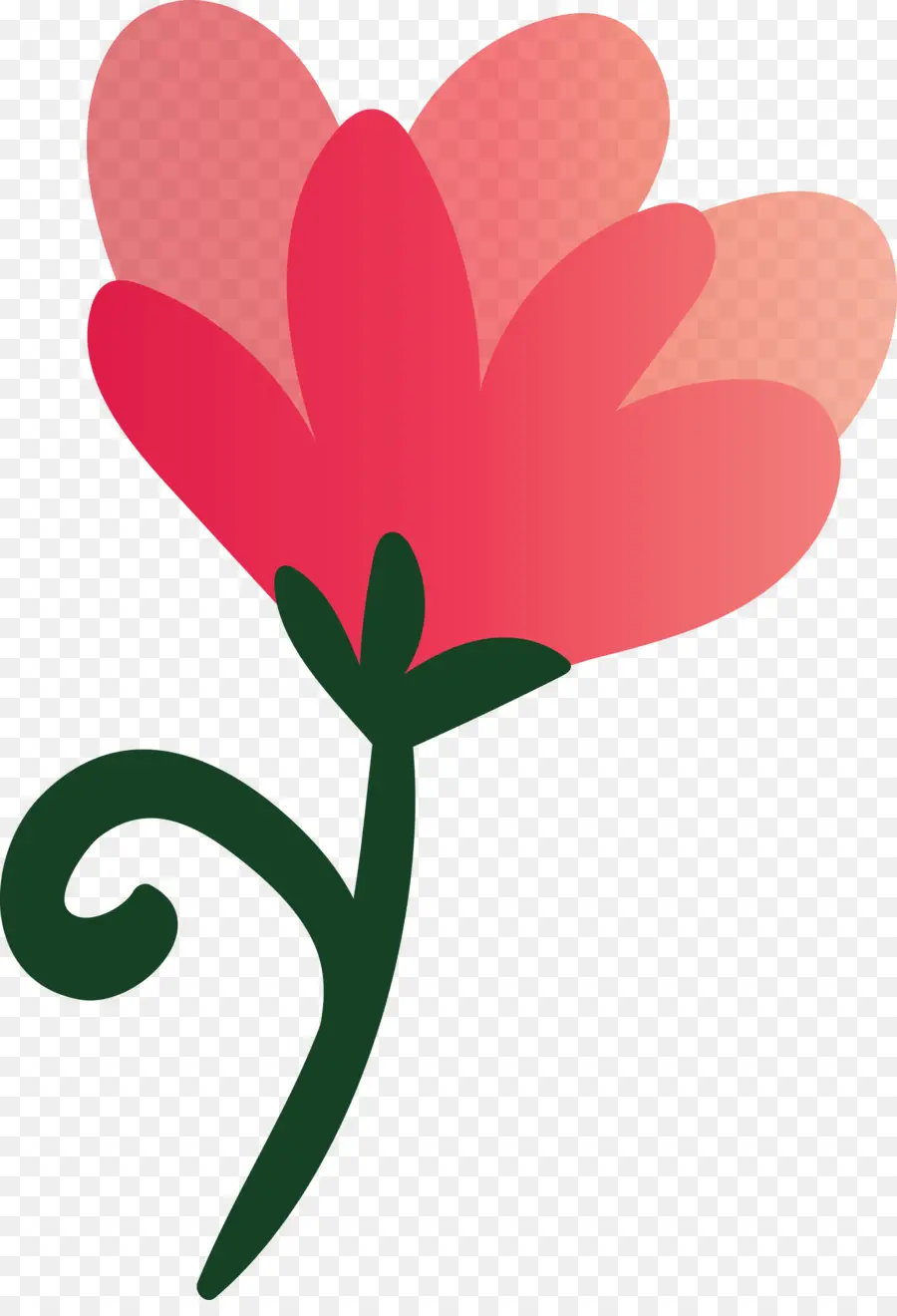 Fleur Rouge，Tige Verte PNG