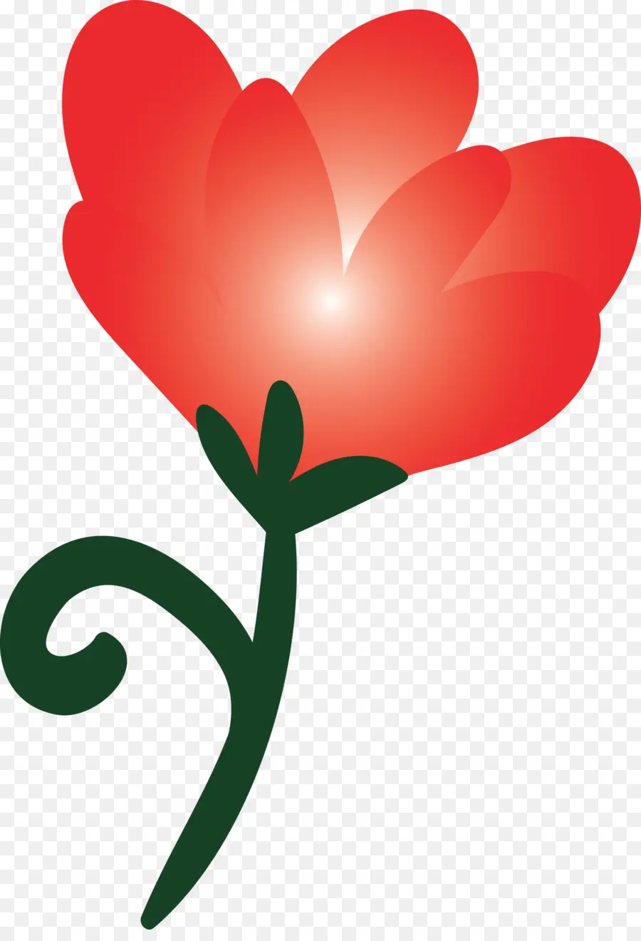 Fleur Rouge，Tige Verte PNG